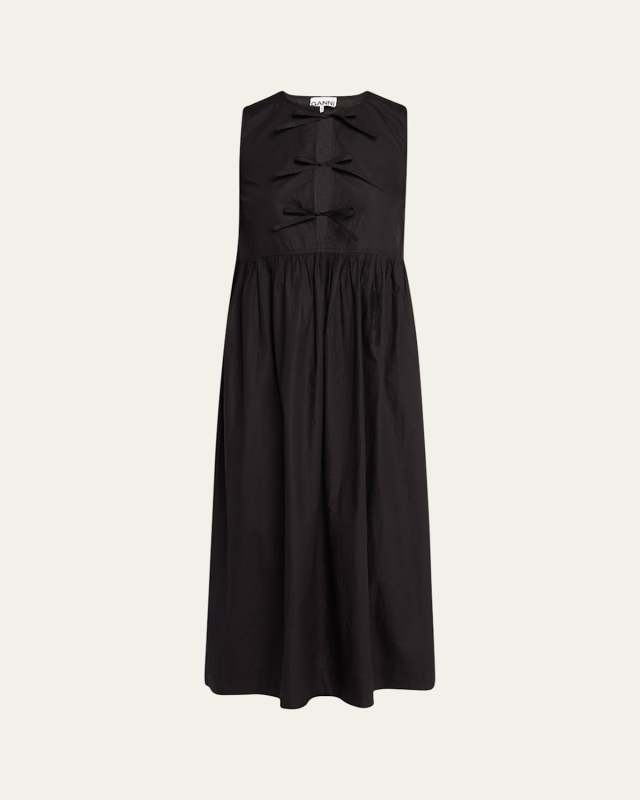 Tie-Front Cotton Poplin Midi Dress